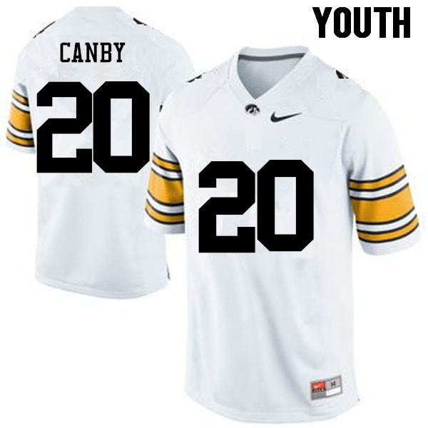 Youth Iowa Hawkeyes #20 Ben Canby College Football Jerseys-White
